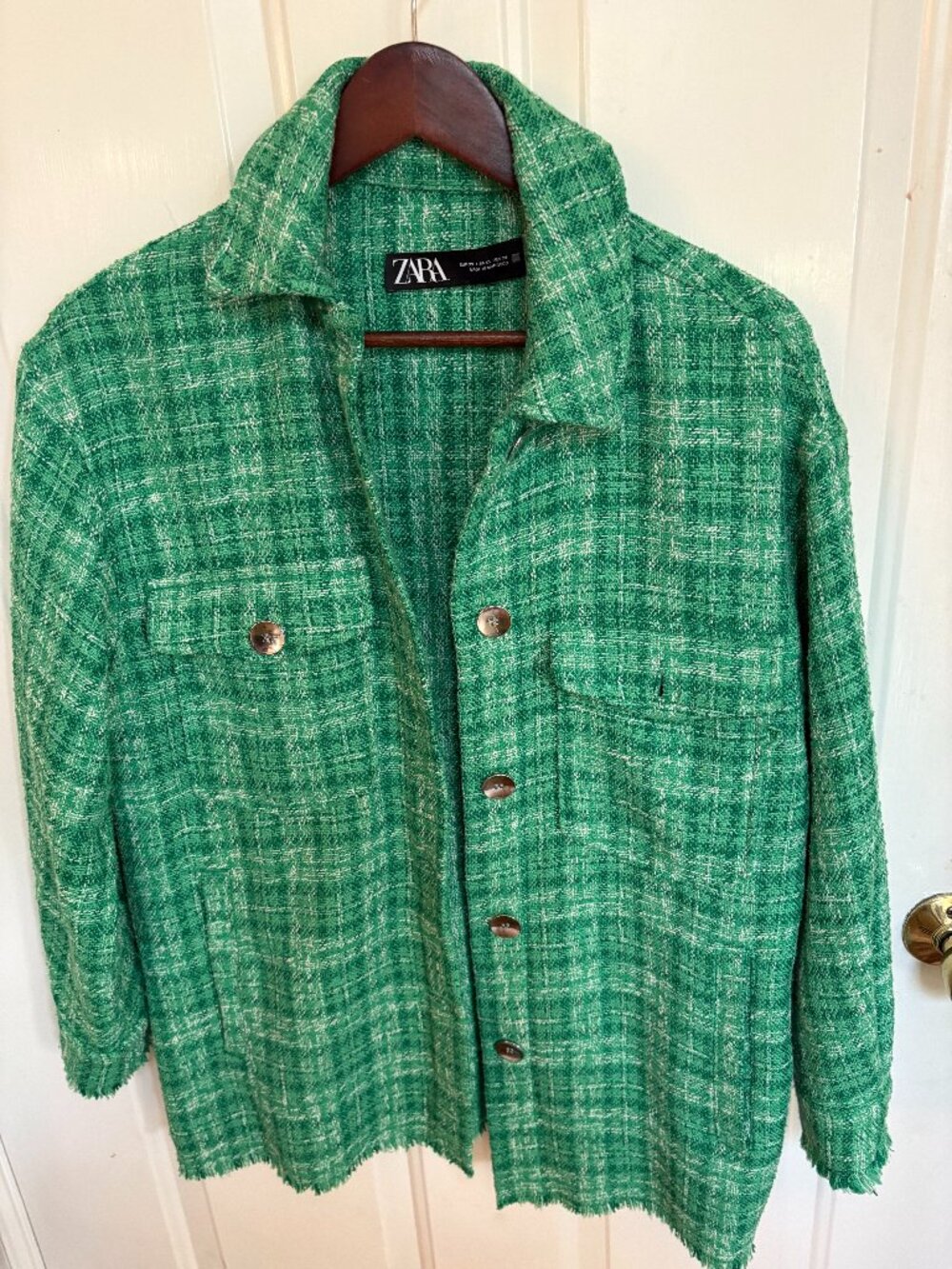Zara Green Tweed Overshirt / Jacket - Size XS (Like New)